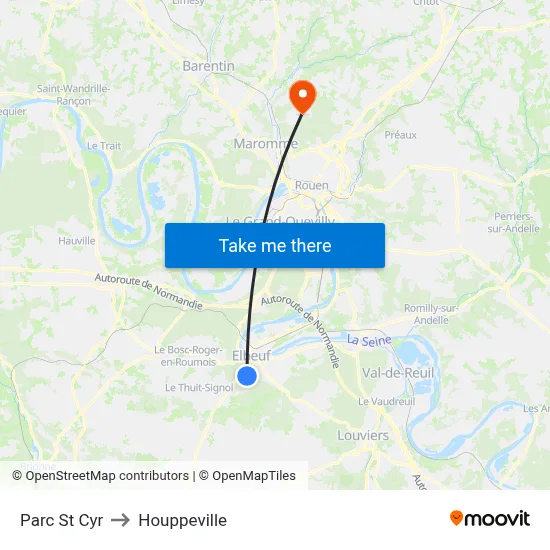 Parc St Cyr to Houppeville map
