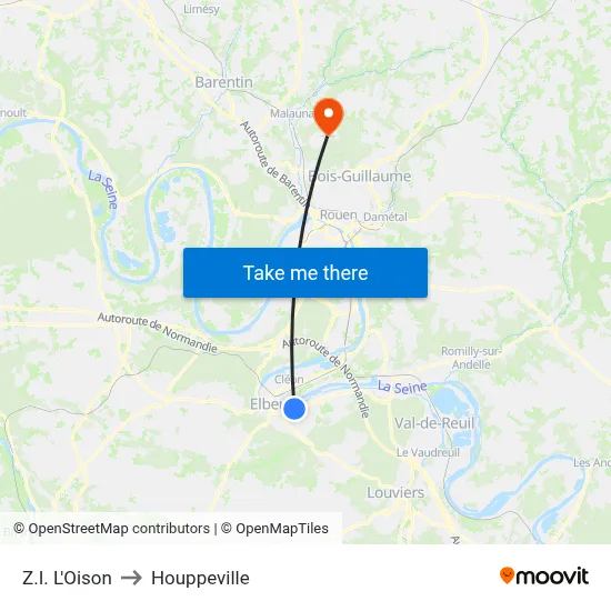 Z.I. L'Oison to Houppeville map