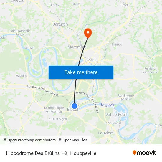 Hippodrome Des Brûlins to Houppeville map