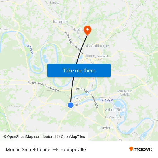 Moulin Saint-Étienne to Houppeville map