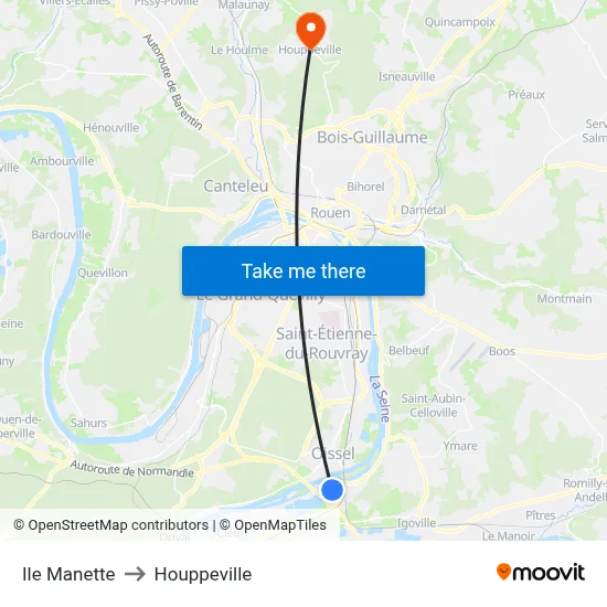 Ile Manette to Houppeville map