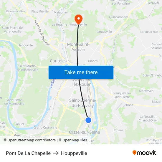 Pont De La Chapelle to Houppeville map