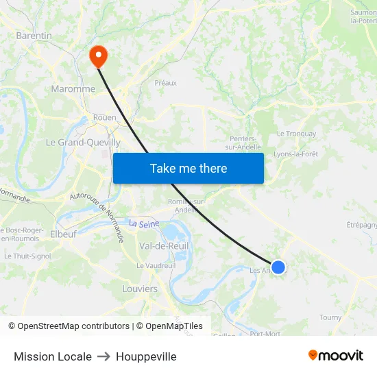 Mission Locale to Houppeville map