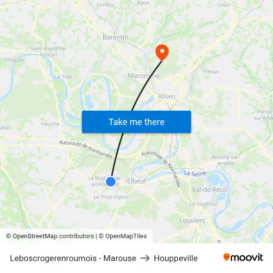 Leboscrogerenroumois - Marouse to Houppeville map