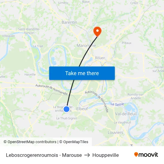 Leboscrogerenroumois - Marouse to Houppeville map