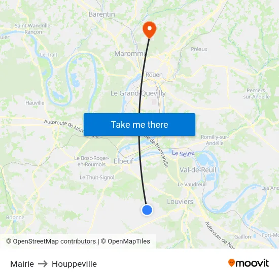 Mairie to Houppeville map