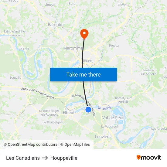 Les Canadiens to Houppeville map