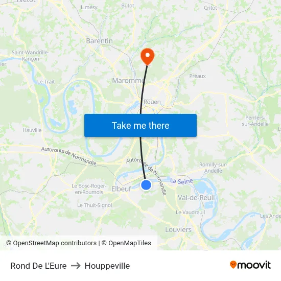 Rond De L'Eure to Houppeville map