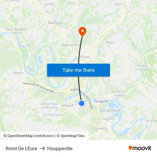 Rond De L'Eure to Houppeville map