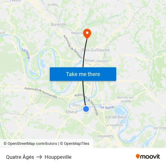 Quatre Âgés to Houppeville map