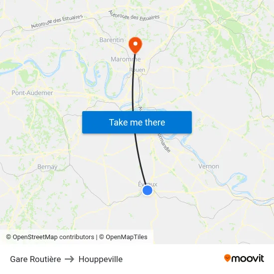 Gare Routière to Houppeville map