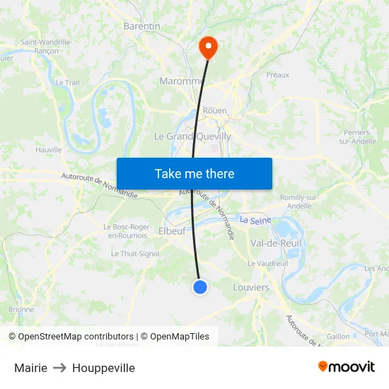 Mairie to Houppeville map