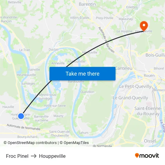 Froc Pinel to Houppeville map