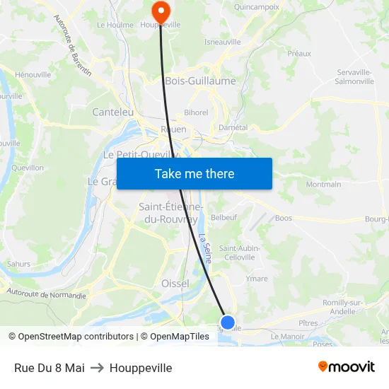 Rue Du 8 Mai to Houppeville map