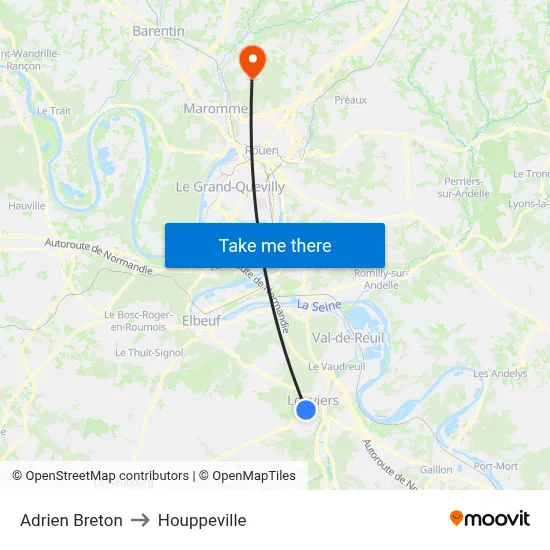 Adrien Breton to Houppeville map