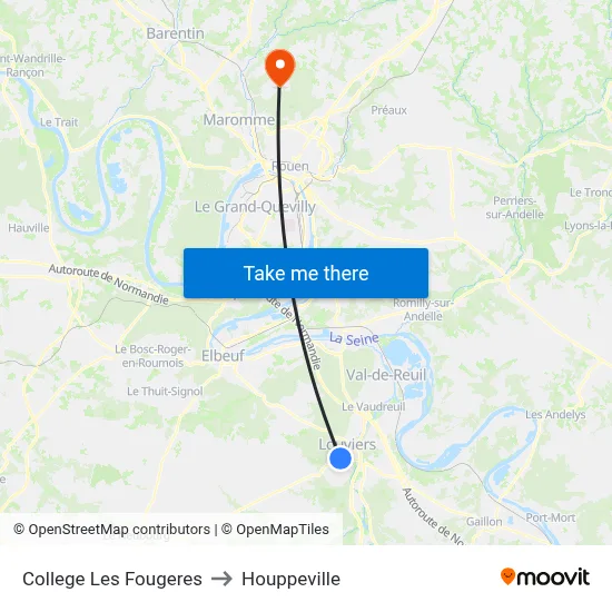 College Les Fougeres to Houppeville map