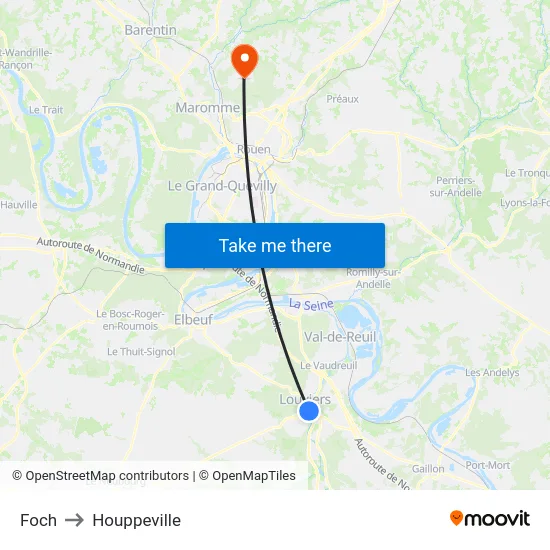 Foch to Houppeville map