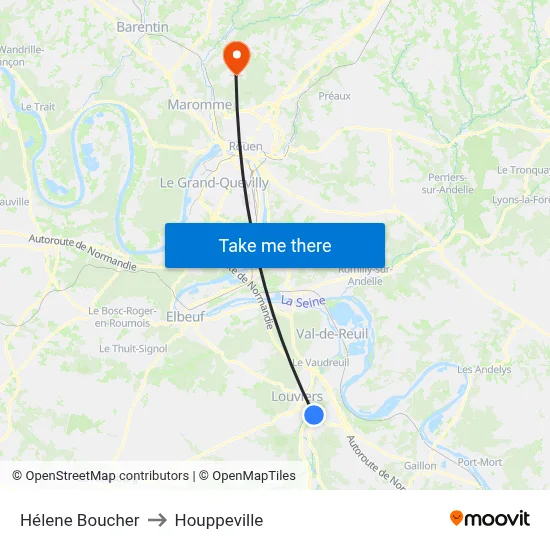 Hélene Boucher to Houppeville map