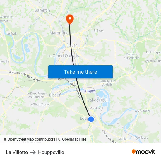 La Villette to Houppeville map