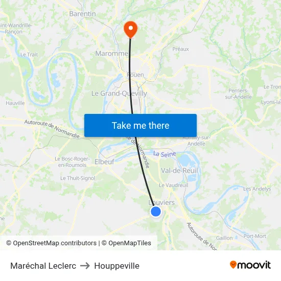 Maréchal Leclerc to Houppeville map