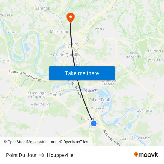 Point Du Jour to Houppeville map