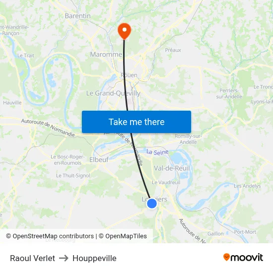 Raoul Verlet to Houppeville map