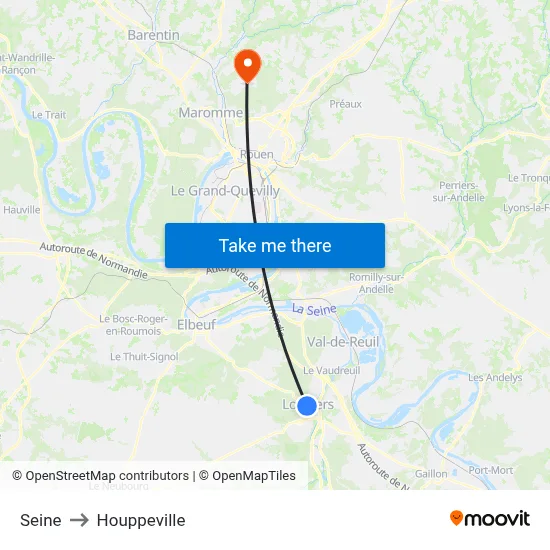 Seine to Houppeville map