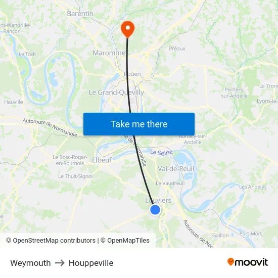 Weymouth to Houppeville map