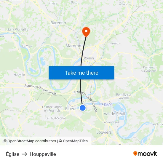 Église to Houppeville map