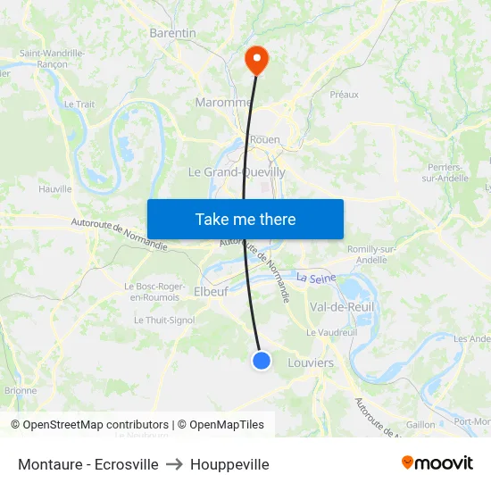 Montaure - Ecrosville to Houppeville map