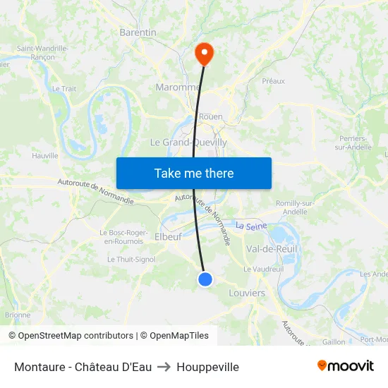 Montaure - Château D'Eau to Houppeville map