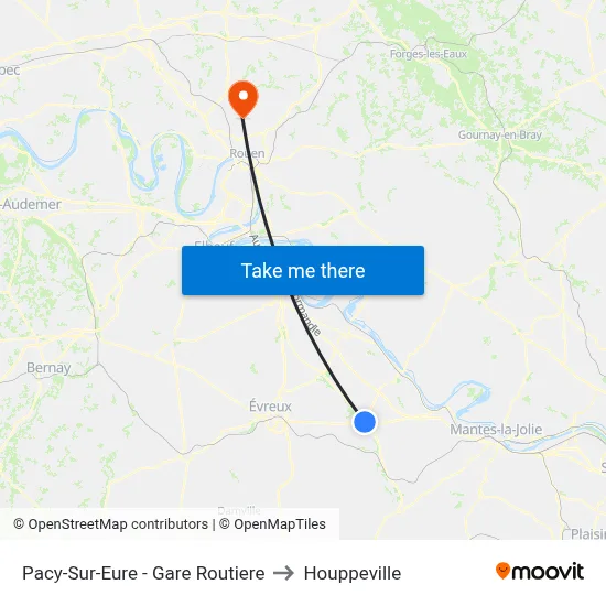 Pacy-Sur-Eure - Gare Routiere to Houppeville map