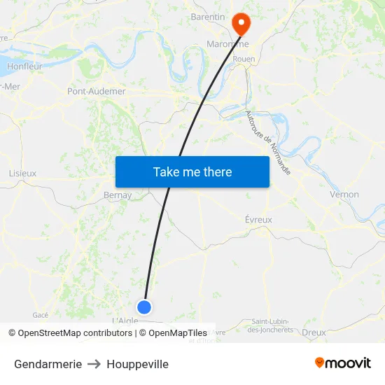 Gendarmerie to Houppeville map