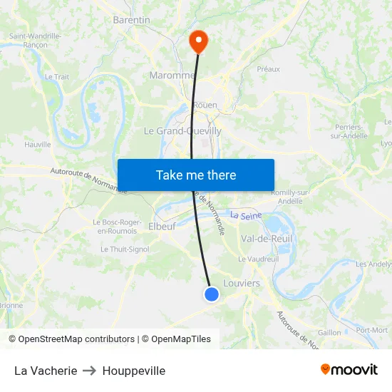La Vacherie to Houppeville map