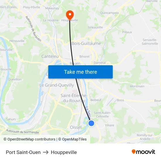Port Saint-Ouen to Houppeville map