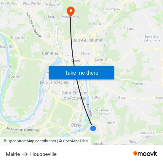 Mairie to Houppeville map