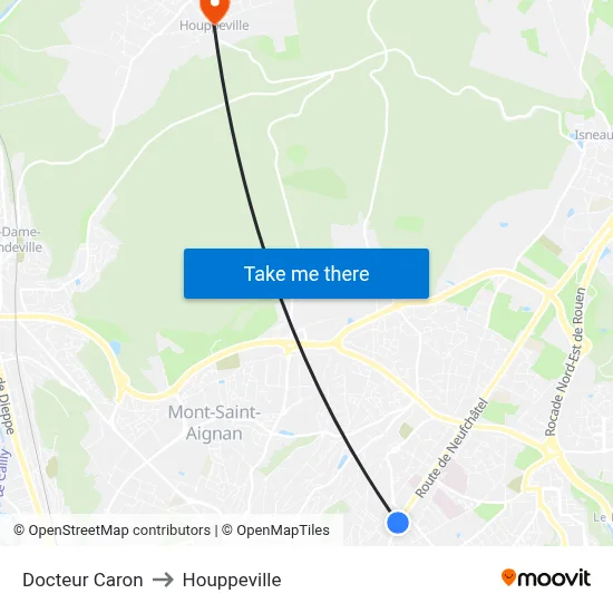Docteur Caron to Houppeville map