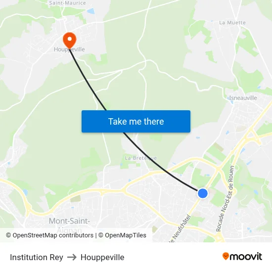 Institution Rey to Houppeville map