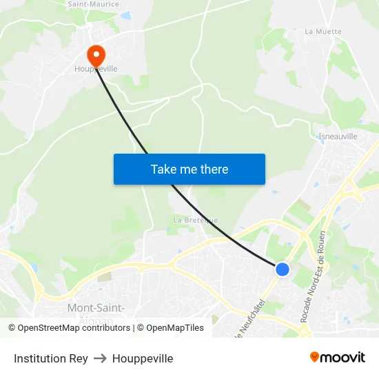 Institution Rey to Houppeville map