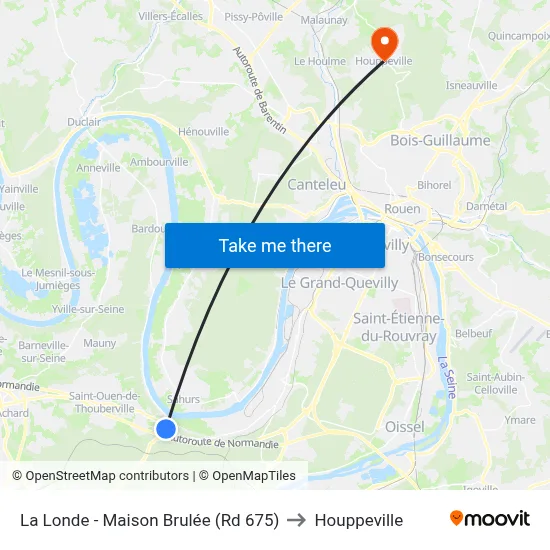 La Londe - Maison Brulée (Rd 675) to Houppeville map