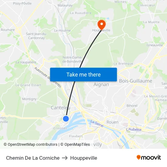 Chemin De La Corniche to Houppeville map