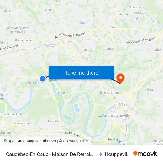 Caudebec-En-Caux - Maison De Retraite to Houppeville map