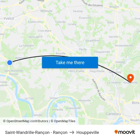 Saint-Wandrille-Rançon - Rançon to Houppeville map