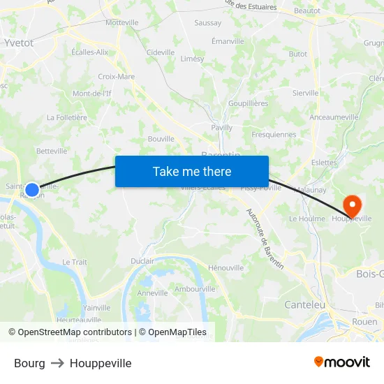 Bourg to Houppeville map