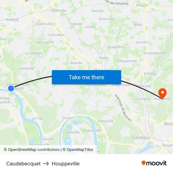 Caudebecquet to Houppeville map