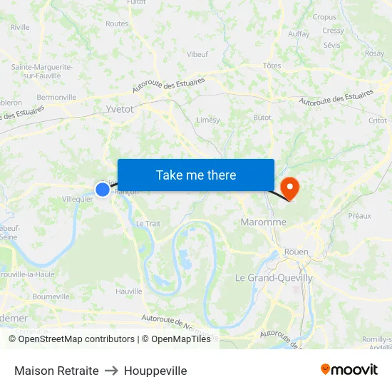 Maison Retraite to Houppeville map