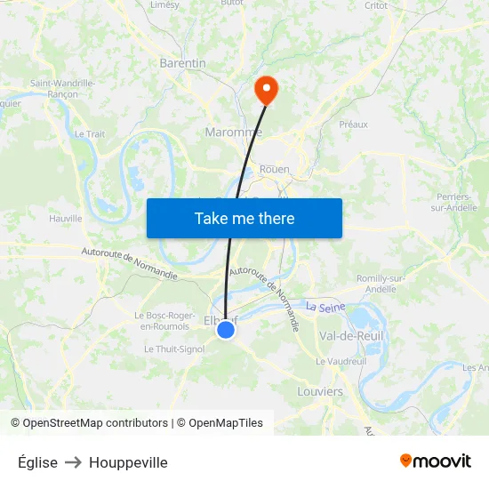 Église to Houppeville map
