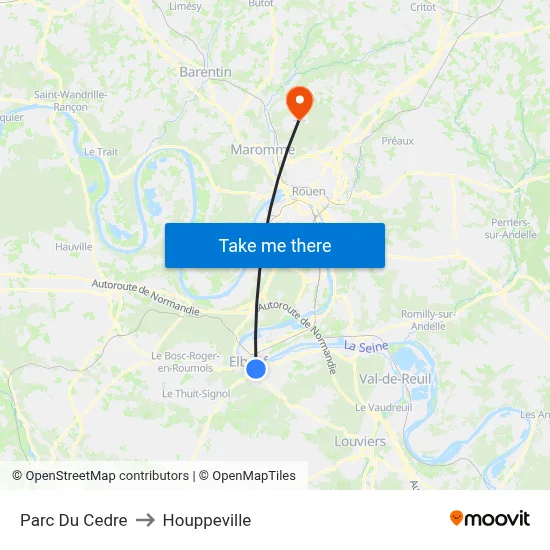Parc Du Cedre to Houppeville map
