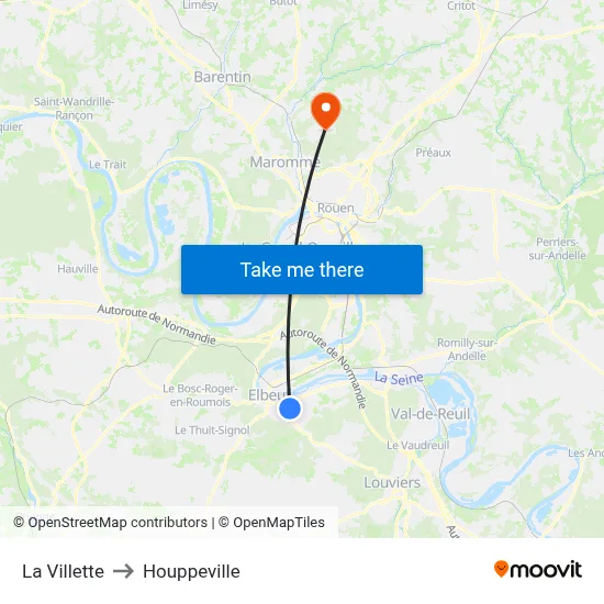 La Villette to Houppeville map