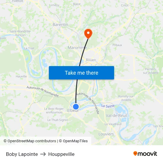 Boby Lapointe to Houppeville map